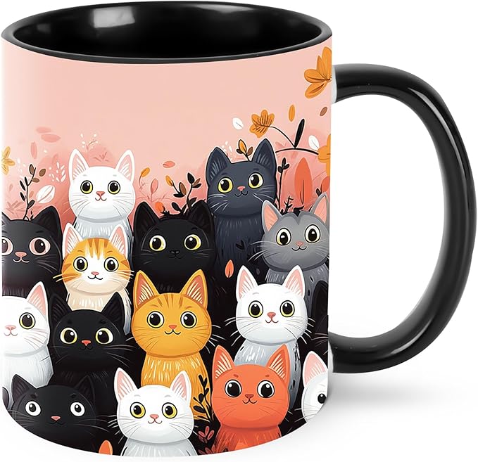 Cat Coffee Mug Funny Ceramic Tea Cup With Handle Dishwasher Microwave Safe for Women 11oz Porcelain Mugs