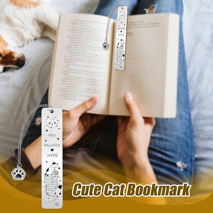 Cat Bookmark, Zinc Alloy Metal Aesthetics Kitten Book Mark for Reading Women Funny Gift Cute Reading Accessories for Men Women Cat Lovers Book Lovers
