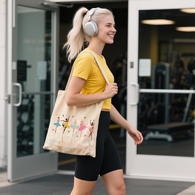 Aesthetic Canvas Tote Bag for Women - with Magnetic Snap Closure & Zipper Inner Pocket Reusable Bag for Shopping
