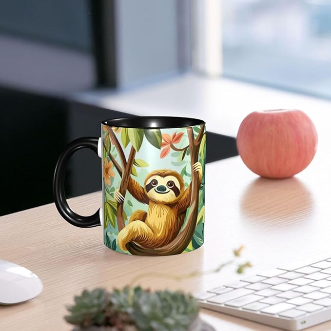 Sloth Coffee Mug 11oz Ceramic Tea Cup With Handle Funny Porcelain Mugs for Women Dishwasher Microwave Safe