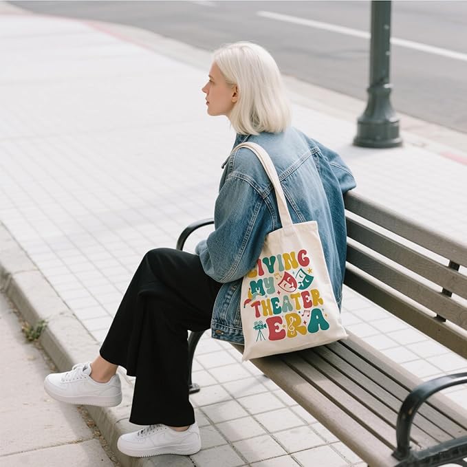 Aesthetic Canvas Tote Bag for Women - with Magnetic Snap Closure & Zipper Inner Pocket Reusable Bag for Shopping