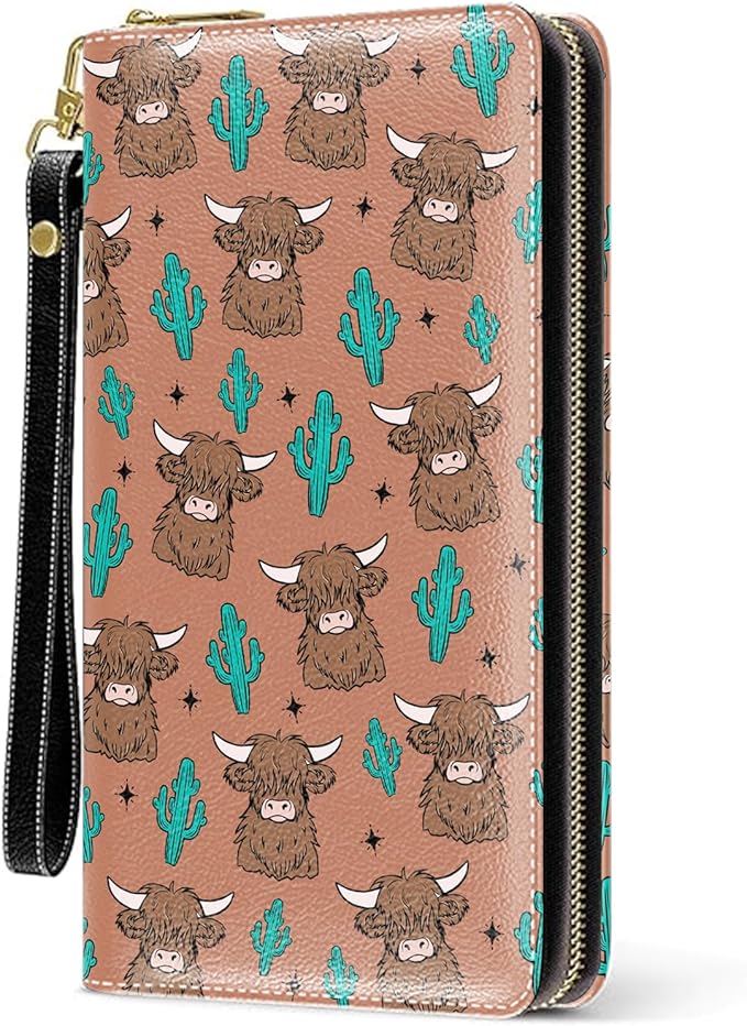 Highland Cow Wallet, Highland Cow Purse For Women, Aesthetic Cows Card Holder Purse, Birthday Christmas Graduation Gifts For Women, Office Daily Purse