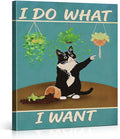 Funny Naughty Cat Canvas Wall Art I Do What I Want Pet Print Painting Cat Lover Gifts Wall Decor for Home Living Room 8x10 Inches Framed