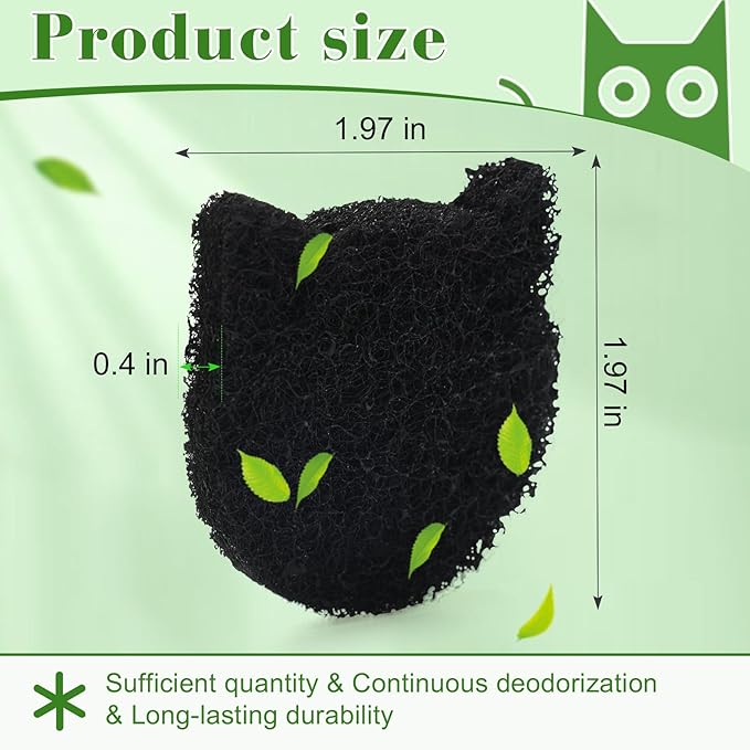 12-Pack Universal Cat Litter Box Carbon Filters – Stick-On Activated Charcoal Odor Absorbing Pads, Compatible with Most Litter Boxes and Pans