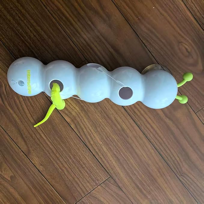 Caterpillar Cat Toy, Interactive with Worm Design, Automatic Cat Toy with Motion Sensor, Replaceable Tails Bite Resistant USB Rechargeable Teaser with Suction Cup,Indoor Cats for Daily Play