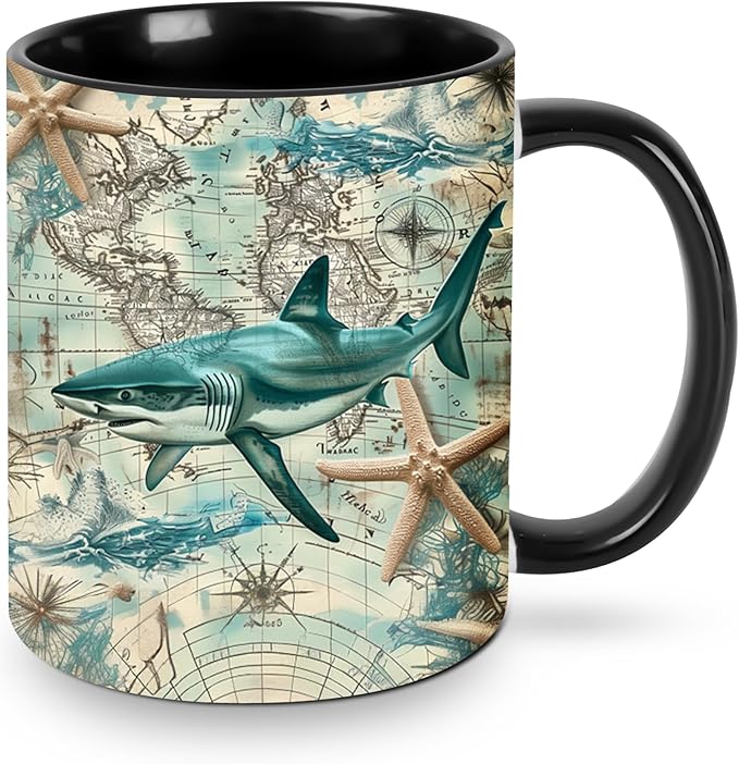 Shark Coffee Mug 11OZ Funny Ceramic Tea Cup Kitchen Decor Novelty Mugs for Home Office Travel