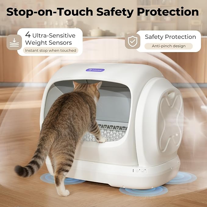 Self-Cleaning Cat Litter Box,106L XXXL Extra-Large Space Automatic Cat Litter Box for Large Cats, Open Top Automatic Cat Box Self Cleaning with APP, Safety Sensor, Anti-Pinch Patent
