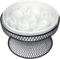 Raised Ceramic Cat Slow Feeder Bowl, Elevated Cat Plate with Stand, Slow Bowl for Wet and Dry Food, Whisker Friendly Pet Feeder for Kitten and Small Dog Perfect for Pet Gift