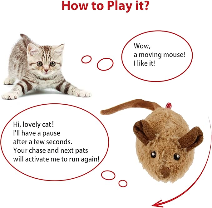 Gigwi Interactive Cat Toys Pack, Automatic Moving Mouse Electronic Cat Toys for Indoor Cats, Mouse Hunt Cat Toy for Kitten, 2 Pack (Brown & Orange Colors)