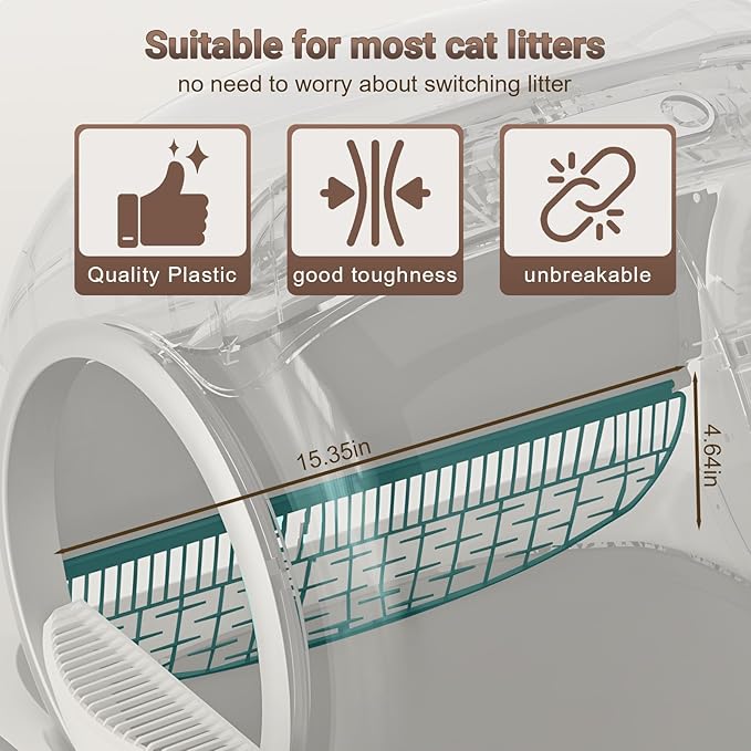 Ducksky Cat Litter Filter Replacement Part for 65L+9L Self Cleaning Litter Box, Grey Cat Litter Strainer Accessory [Only Compatible with Orders Purchased After February 17, 2025]
