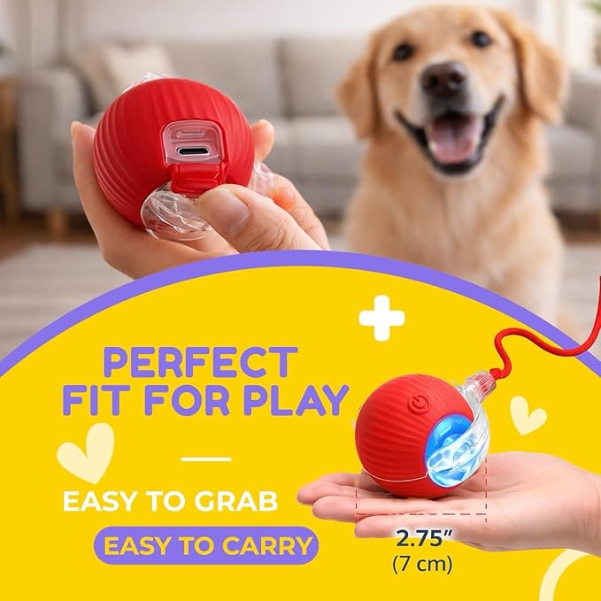 Interactive Smart Rolling Ball Toy for Cats & Small Dogs, Rechargeable Automatic Self-Moving Pet Toy with 360° Motion, Durable Exercise Ball for Indoor Play