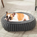 Dog Bed Medium Size Dogs, Washable Large Cat Beds for Indoor Cats with Anti-Slip Bottom, Supportive Soft Calming Sleeping Pet Bed for Puppy and Kitten, 25 inches, Grey