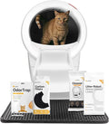 Litter-Robot 4 Supply & Accessory Bundle by Whisker, White- Automatic Self-Cleaning Cat Litter Box, Includes Litter-Robot 4, Ramp, Mat, 3 OdorTrap Packs, 10 Liners, 30 Wipes, & 2 Carbon Filters