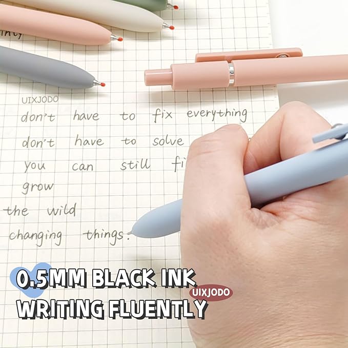 UIXJODO Gel Pens, 5 Pcs 0.5mm Black Ink Pens Fine Point Smooth Writing Pens, High-End Series Pens for Journaling Note Taking, Cute Office School Supplies Gifts for Women Men (Morandi)
