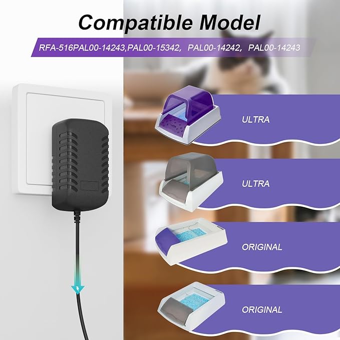 18V Charger for Petsafe ScoopFree Automatic Self-Cleaning Litter Box, Power Cord for RFA-516 PAL00-14243 PAL00-15342 PAL00-14242 PAL00-14243 Self-Cleaning Litter Boxes Replacement Parts