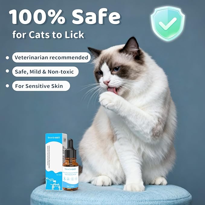 Concentrated Waterless Shampoo Essence with Blue Grooming Glove, No-Rinse & Lick-Safe Essence for Steam Brushes, Gentle Care for Cats/Kittens/Seniors, Manage Shedding & Freshness,0.34oz*1