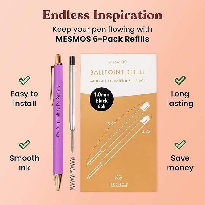 MESMOS 3-Pack Dog Mom Gifts, Mothers Day Gifts for Mom, Fancy Pens for Women, Dog Lovers Gift for Women and Owners, German-Made Ink Ballpoint Pens, Swiss-Made 1mm Medium Tip