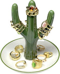 PUDDING CABIN Cactus Ring Holder Green Jewelry Dish for Rings Earrings Bracelets Necklace Organizer, Cactus Gift for Women Birthday Wedding Graduation Christmas Valentines, Room Decor Aesthetic