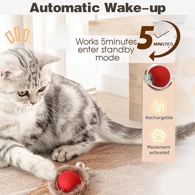 Interactive Cat Toys for Indoor Cats,Hide and Seek Cat Toy Automatic Motion Kitten Toys for Bored Cats Exercise with 2 Balls