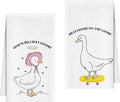 Kitchen Towels Set of 2, Silly Goose Dish Towel for Bathroom Kitchen, Cute Animals Decorative Hand Towels, Fast Drying Tea Towel, Housewarming for Goose Lovers Women Mom -03