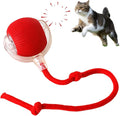 Silicone Cat Ball Toy - Smart Automatic Rolling Toy for Indoor Pets - Electric Cat Toy Ball with Tail with Motion-Activated, Fast Self-Rolling for Bored Cats & Dogs (Red)