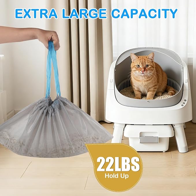 100 Count Cat Litter Box Bags Compatible with NeakM1 Petpiv Autoscoper 11 Open-Top Self-Cleaning Cat Litter Boxes, Heavy Duty Leak-Proof Drawstring Handle Cat Litter Box Liners, 27" x 13"