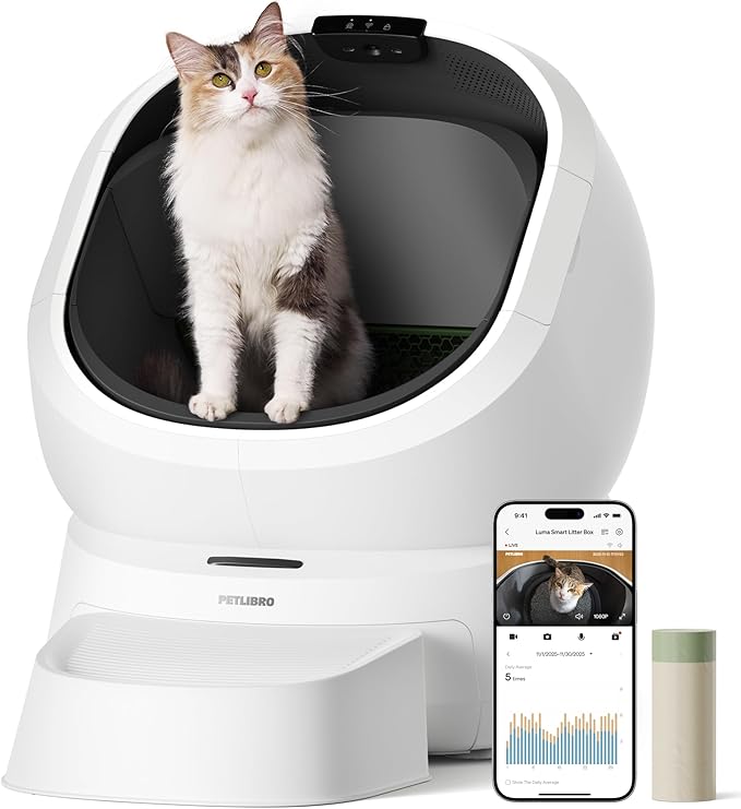 PETLIBRO Luma Automatic Litter Box with AI-Camera Waste Analysis, Auto Odor-Control Self Cleaning Cat Litter Box, Large Open-Top Smart Robot with Multi-Cats Recognition, App Control and Safety Sensors