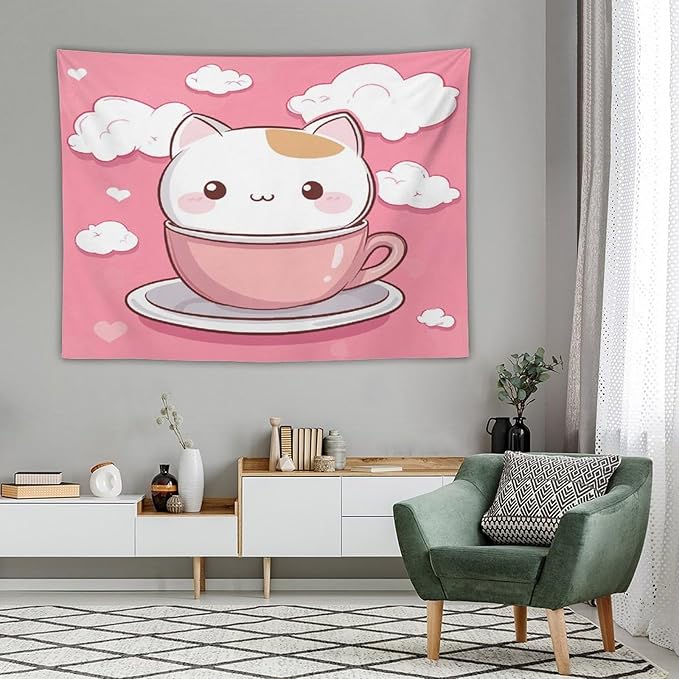 MaSiledy Wall Tapestries Kawaii Cat Tapestry Cat Lover Gifts Aesthetic Bedroom Tapestries Wall Art for Bedroom Wall Hanging for Room 60"x80" Wall Hanging for Home Decor Bedroom Living Room Dorm Decor