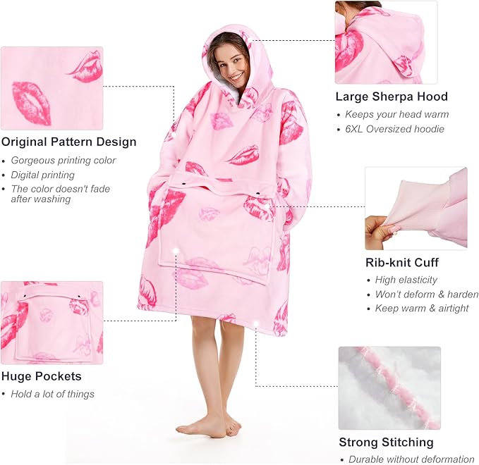 Narecte Cozy Oversized Blanket Hoodie Wearable Blanket Adults Soft Hooded Blanket Hoodie Birthday Gifts for Women Christmas