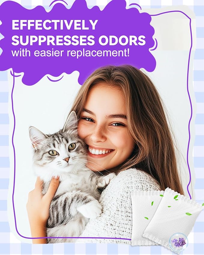16 Pack Odor Eliminator Refills for Cat Litter Box, Universal compatibility with common Litter Box Deodorizer Refills, Neutralize Odors, Maintain Freshness - Lavender Scent