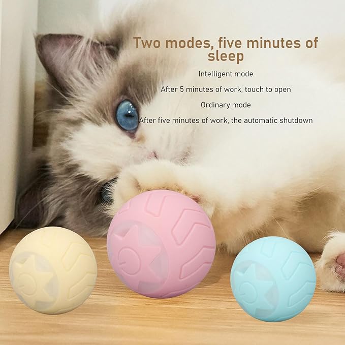 Peppy Pet Ball for Cats Dogs with Led Flash Colorful Lights,Automatic Rolling Ball LED Dog USB Rechargeable (Neutral English Packaging)