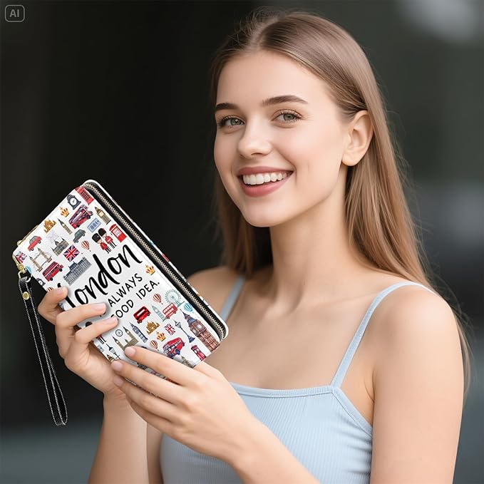 London Travel Gift Women Wallet, London Lover Souvenirs Gifts, Credit Card Holder Purse, Birthday Christmas Graduation Gifts For Women Mom, Travel Office Daily Purse