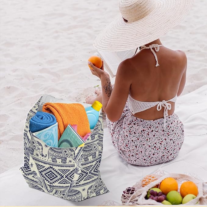 Hanamiya Na Tote Bag with Zipper Pockets, Tote Bag Reusable Shopping Grocery Bags Birthday Gifts for Women, Weekender Bags