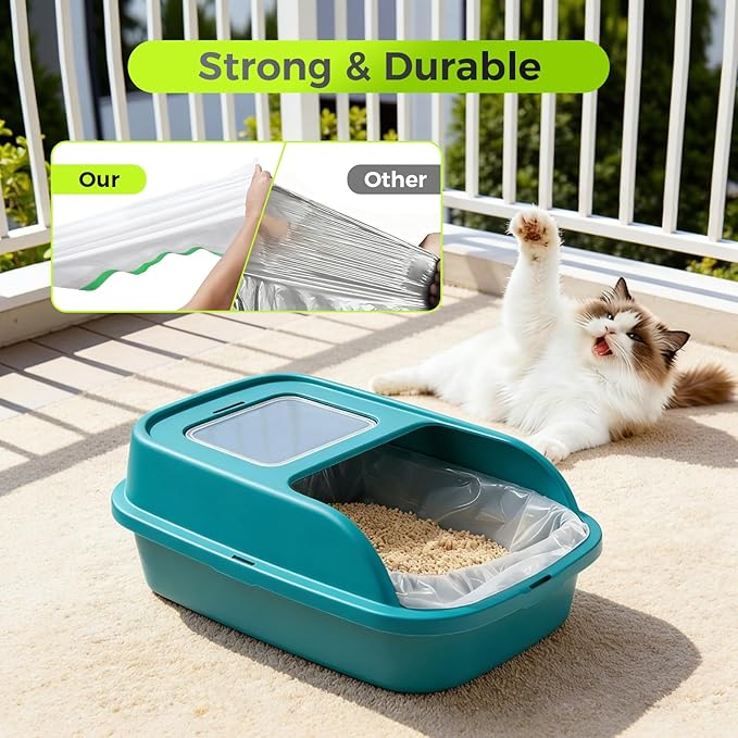 120 Count Cat Litter Box Liners Bags Compatible with Neakasa M1 and Pet Pivot Autoscooper 11 Open-Top Self-Cleaning Cat Litter Box, Extra Thick Drawstring Cat Litter Waste Bags for Litter Box