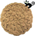 Cat Self-Warming Knitted Bed Mat, Extra-Soft Warm Round Washable Pads Cushions for Indoor Kittens & Kitty Small Pets Cat Trees (Caramel,Large)