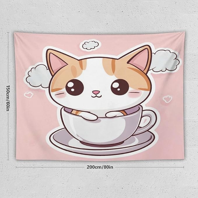 MaSiledy Wall Tapestry Kawaii Cat Tapestry Cat Mom Gifts Tapestry for Bedroom Aesthetic Wall Art Home Decoration for Bedroom Living Room Dorm 60"x80" Tapestries for Bedroom Living Room Dorm