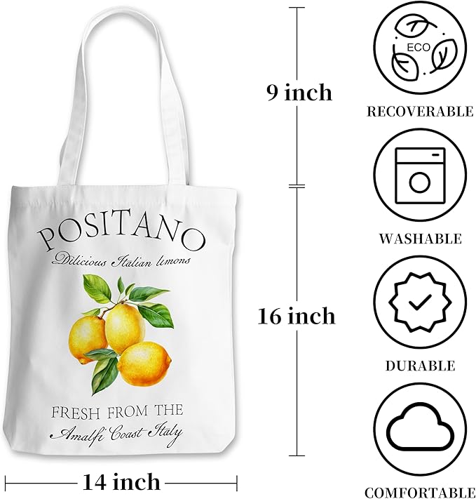 Grace Yonks Cute Canvas Tote Bag – Aesthetic Large Reusable Bag