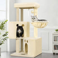Small Cat Tree Tower for Indoor Cats, 40 in Medium Compact Adults Cat Beds Trees with 2 Condos, Sisal Scratching Post, Large Perch Platform, Multi-Level Kitty Kitten Climbing Stands House(Beige)