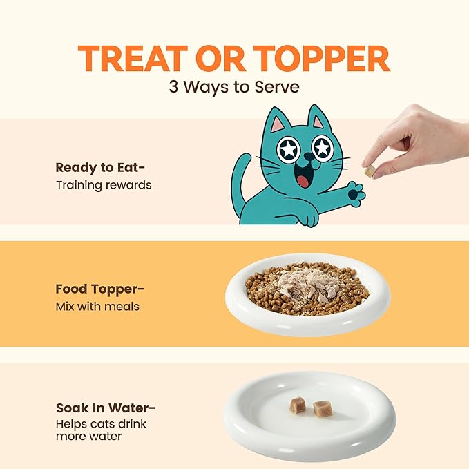Freeze Dried Cat Treats, Single Ingredient Duck Bites Snacks for Cats & Dogs, Grain-Free High Protein Healthy Training Treats & Food Topper for Cats & Dogs, 1 oz