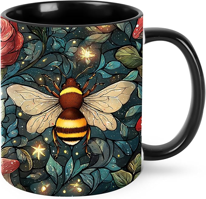 Bee Coffee Mug 11oz Ceramic Tea Cup With Handle Funny Porcelain Mugs for Women Dishwasher Microwave Safe