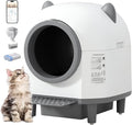 Automatic Cat Litter Box, Self Cleaning Litter Box with APP Control for Multiple Cats, Large Robot Kitty Litter Box with Safety Sensors, Odor Removal, 2 Roll Garbage Bags, 90L Cat Ears Design