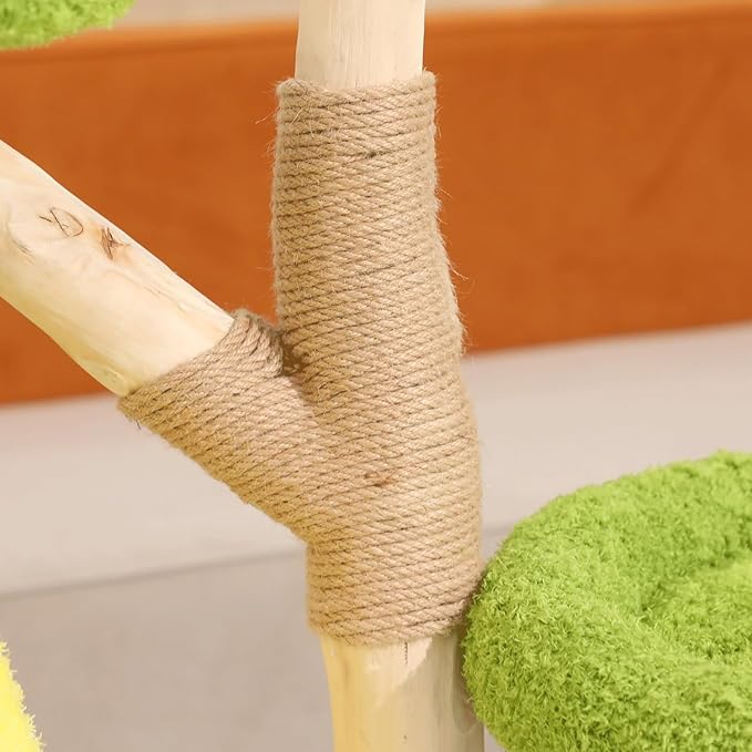 54'' Modern Cat Tree for Indoor Large Cats,Luxury Pear Theme Cat Tower with Soild Wood Sisal Scratching Post,Cute Condo for Home Decoration,All in One for Multi-cat Households