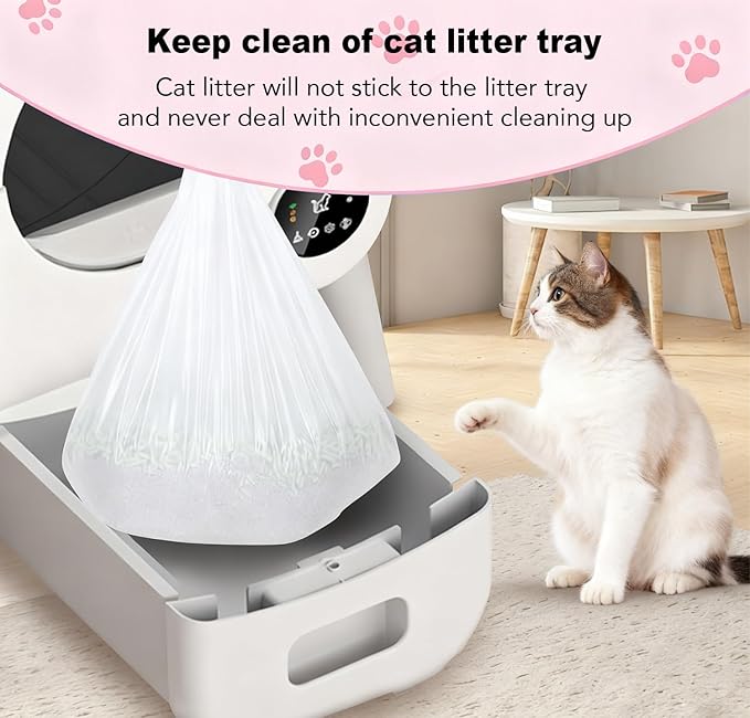 80 Count Cat Litter Box Liners for Fsitego and Fumoi Self Cleaning Litter Box, Extra Thick Heavy Duty Cat Litter Bags Replacement, with Drawstring(26" x 11.8") (Pack of 4)