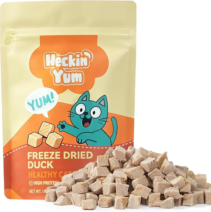 Freeze Dried Cat Treats, Single Ingredient Duck Bites Snacks for Cats & Dogs, Grain-Free High Protein Healthy Training Treats & Food Topper for Cats & Dogs, 1 oz