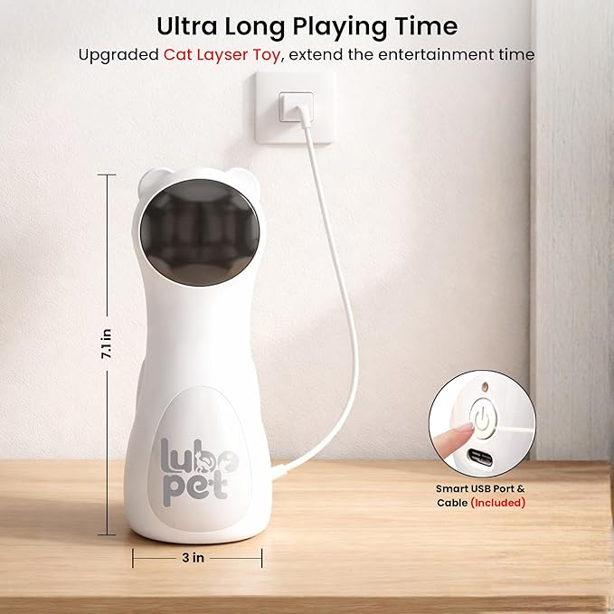 Automatic Cat Laser Pointer Toy, Random Trajectory Motion-Activated Laser Pointer Cat Toy for Indoor Cats | 4 Speed Modes, Adjustable Angles, Interactive Lazer Pointer Cat Toy for Happy & Healthy Pet