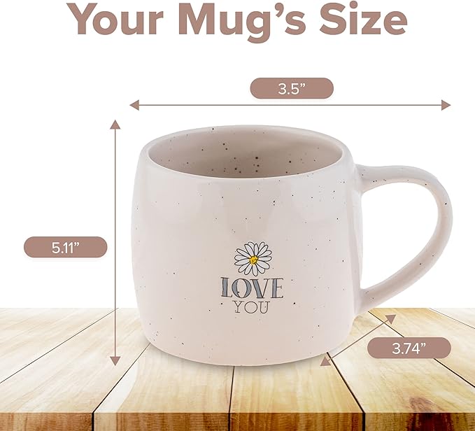 Karma Gifts Reese Ceramic Mug - 16-Ounce Coffee Cup - Cute Mugs for Women and Men - Daisy (Pack of 2)