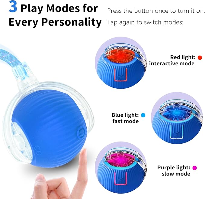 Interactive Cat Toys for Indoor Cats Smart Automatic Ball Rolling for Bored Kitten Pet Upgraded Speedy Moving Chase Dogs Toy Easter Gifts Blue Dragonfly