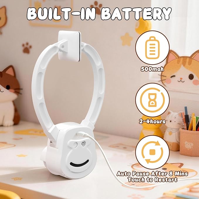 Automatic Cat Toy for Indoor Cats, Interactive Door Hanging Cat Toy with Smart Touch Restart, USB Rechargeable Cat Teaser with Elastic Rope, Adjustable Height Cat Toy for Kittens & Adult Cats (White)
