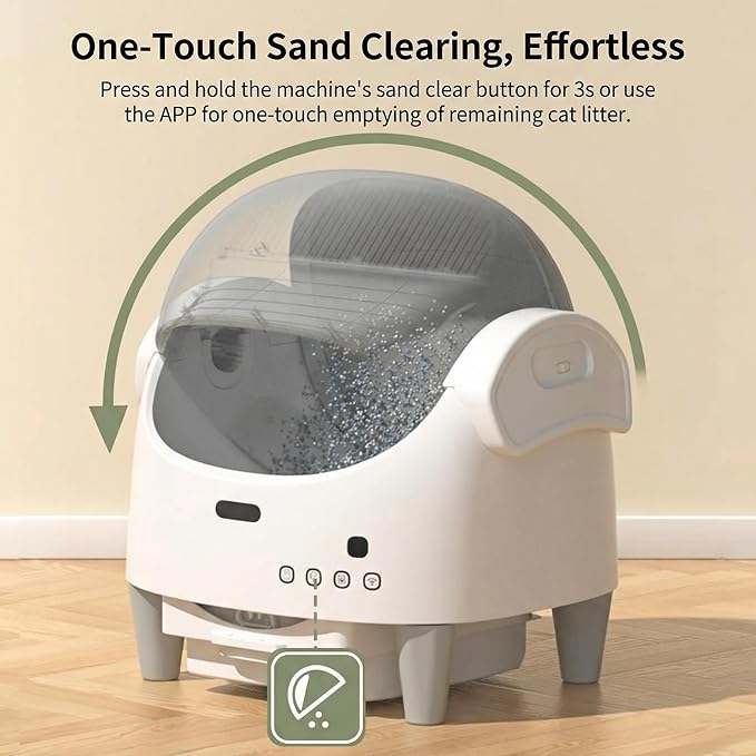 Automatic Self-Cleaning Cat Litter Box with Open-Top Design, App-Controlled Electric Litter Box for Multiple Cats, Adjustable Entry Height, Multi-Sensor Safety System, Includes 1 Roll Trash Bags