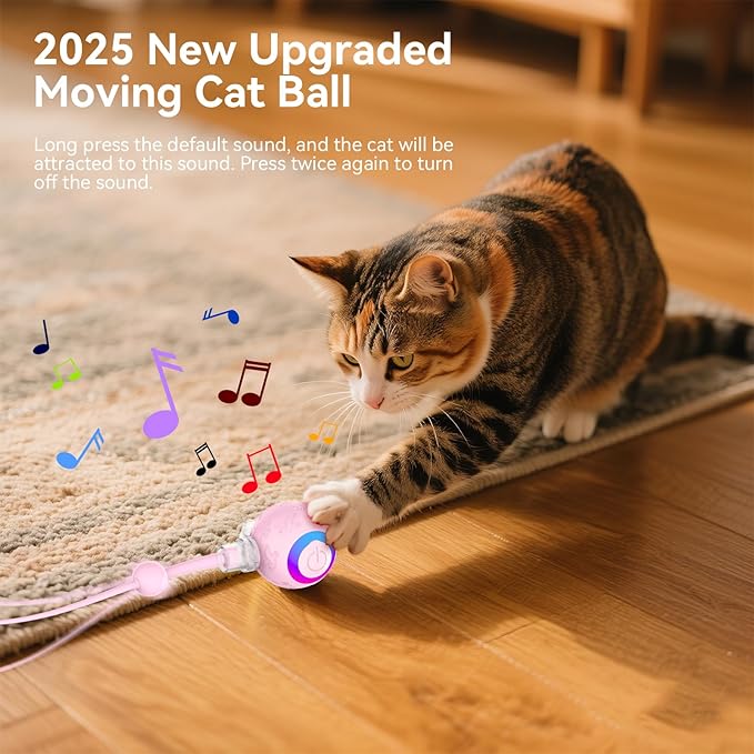 Smart Interactive Cat Dog Toys, Automatic Pet Toys for Bored Indoor Cats and Dogs, Motion Activated, USB Rechargeable, Christmas Pet Birthday Gifts (Pink)